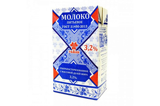 Молоко ультрапаст. Тяжкин 3,2% 1л